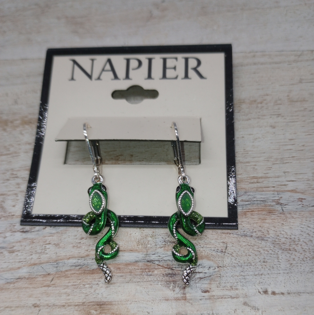 Napier Silvertone Snake Earrings